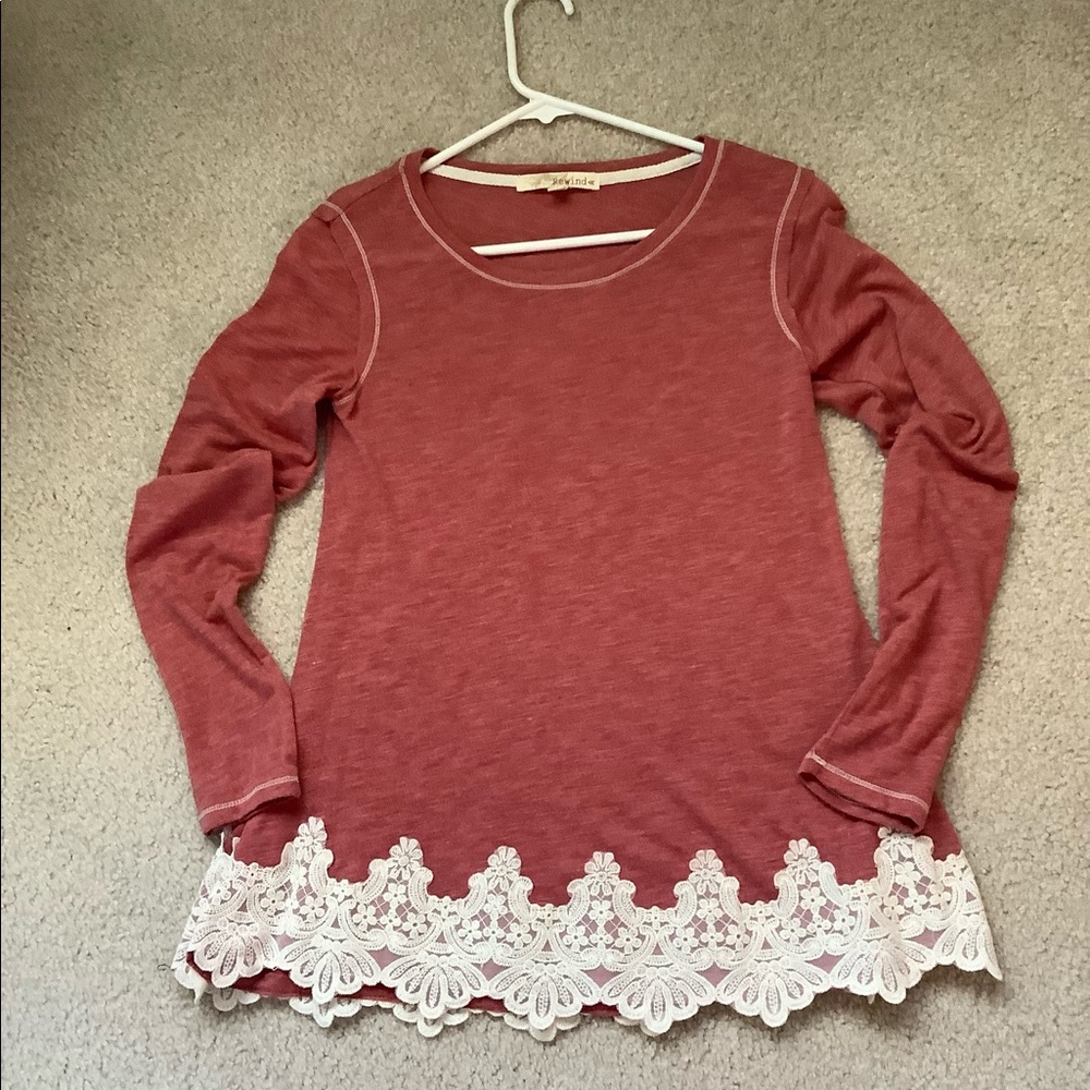 Casual Tunic top with lace hem